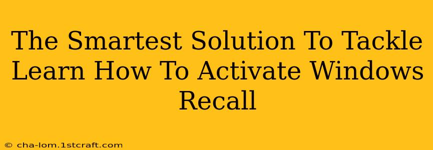 The Smartest Solution To Tackle Learn How To Activate Windows Recall