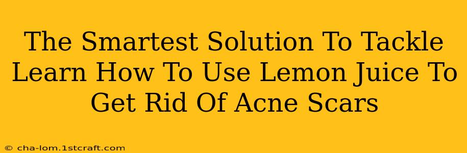 The Smartest Solution To Tackle Learn How To Use Lemon Juice To Get Rid Of Acne Scars