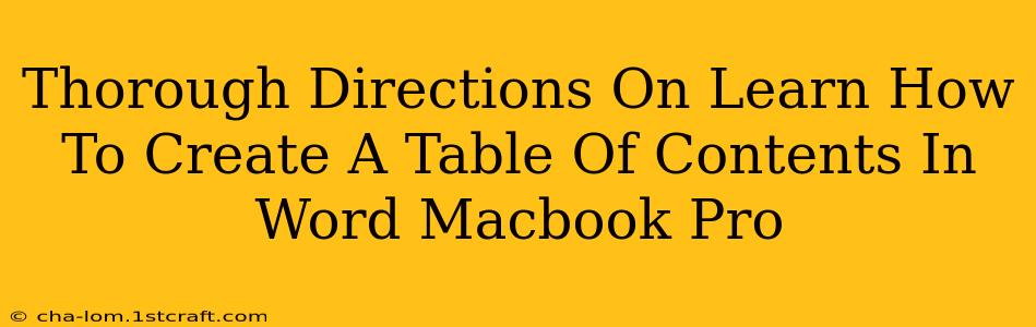 Thorough Directions On Learn How To Create A Table Of Contents In Word Macbook Pro