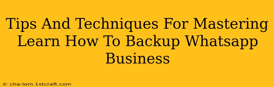 Tips And Techniques For Mastering Learn How To Backup Whatsapp Business