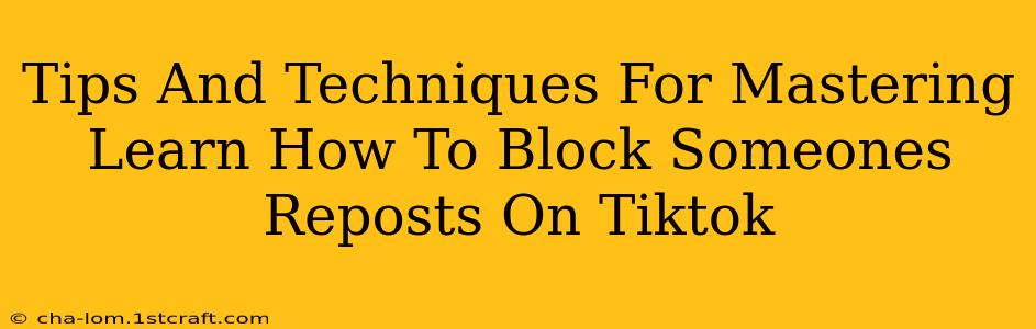 Tips And Techniques For Mastering Learn How To Block Someones Reposts On Tiktok