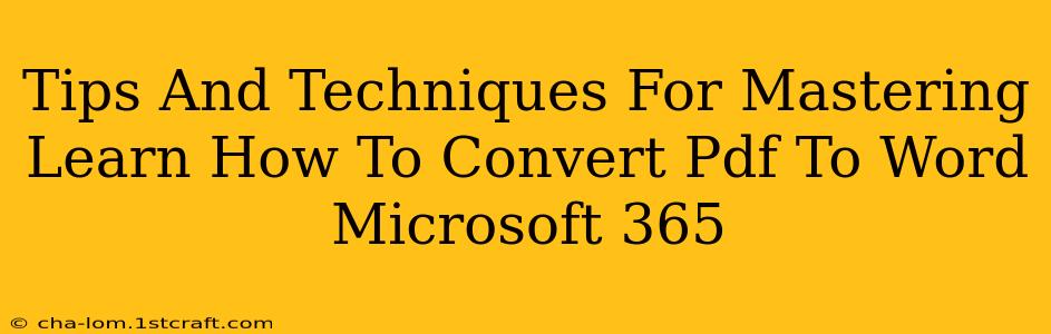 Tips And Techniques For Mastering Learn How To Convert Pdf To Word Microsoft 365