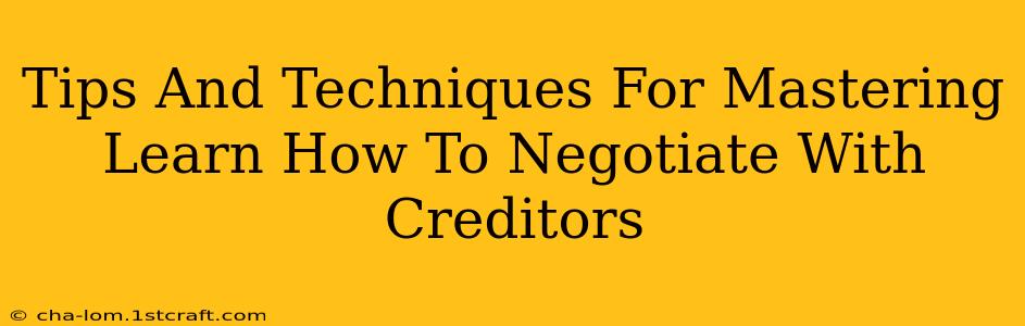 Tips And Techniques For Mastering Learn How To Negotiate With Creditors