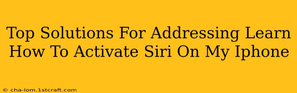 Top Solutions For Addressing Learn How To Activate Siri On My Iphone