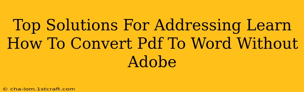 Top Solutions For Addressing Learn How To Convert Pdf To Word Without Adobe