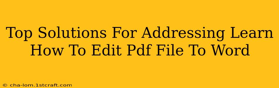 Top Solutions For Addressing Learn How To Edit Pdf File To Word