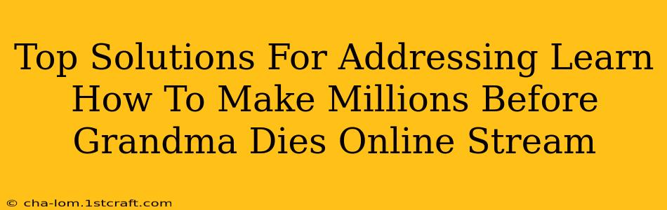 Top Solutions For Addressing Learn How To Make Millions Before Grandma Dies Online Stream