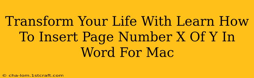 Transform Your Life With Learn How To Insert Page Number X Of Y In Word For Mac