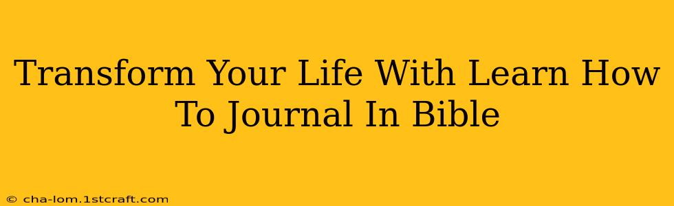 Transform Your Life With Learn How To Journal In Bible