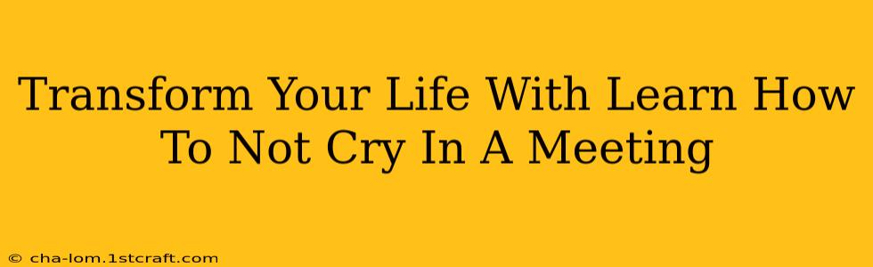 Transform Your Life With Learn How To Not Cry In A Meeting