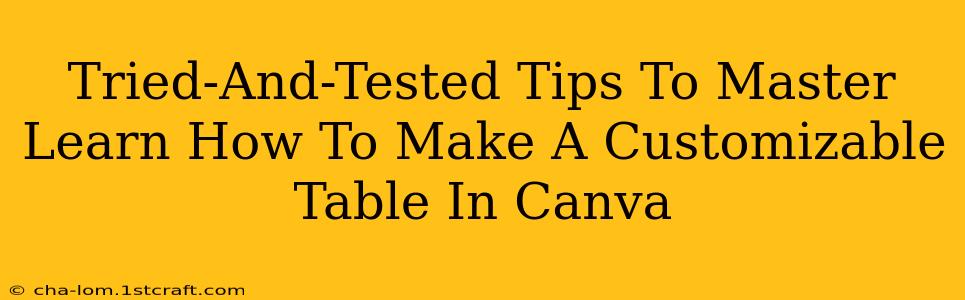 Tried-And-Tested Tips To Master Learn How To Make A Customizable Table In Canva