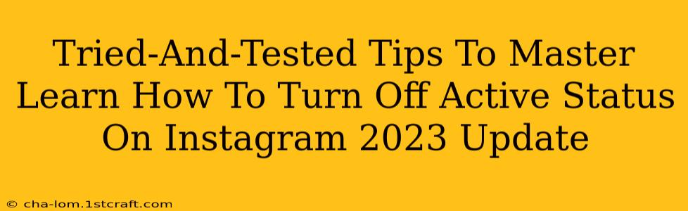 Tried-And-Tested Tips To Master Learn How To Turn Off Active Status On Instagram 2023 Update