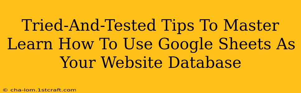 Tried-And-Tested Tips To Master Learn How To Use Google Sheets As Your Website Database