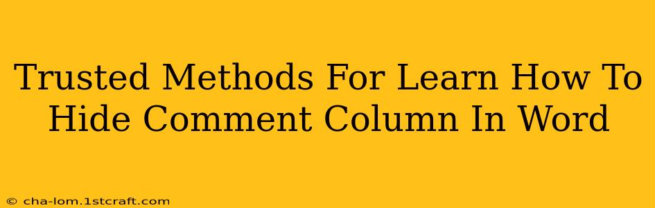 Trusted Methods For Learn How To Hide Comment Column In Word