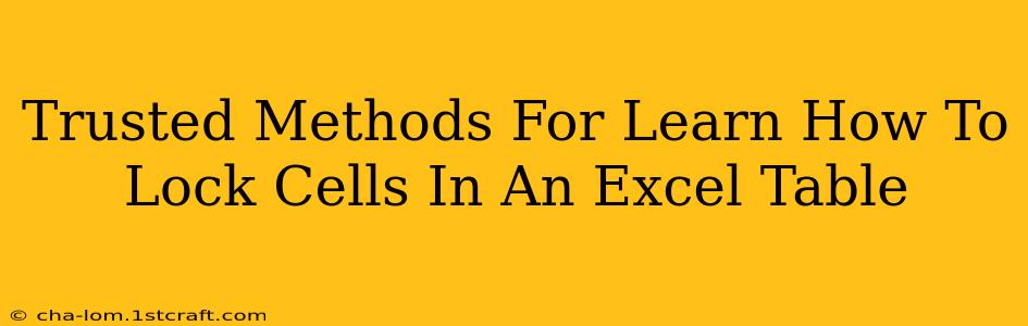 Trusted Methods For Learn How To Lock Cells In An Excel Table