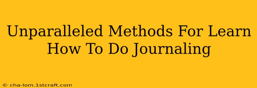 Unparalleled Methods For Learn How To Do Journaling