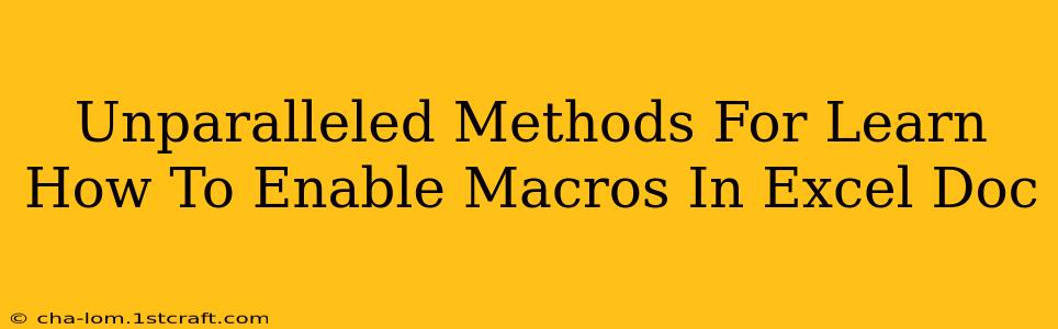 Unparalleled Methods For Learn How To Enable Macros In Excel Doc