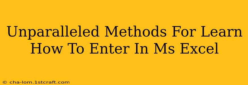 Unparalleled Methods For Learn How To Enter In Ms Excel