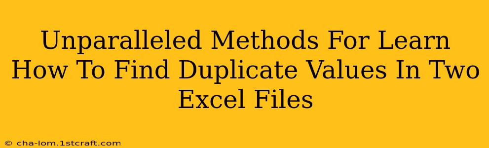 Unparalleled Methods For Learn How To Find Duplicate Values In Two Excel Files