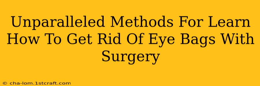 Unparalleled Methods For Learn How To Get Rid Of Eye Bags With Surgery