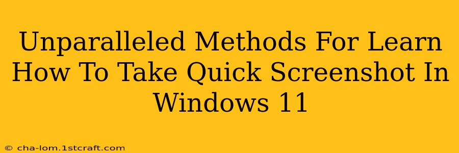 Unparalleled Methods For Learn How To Take Quick Screenshot In Windows 11