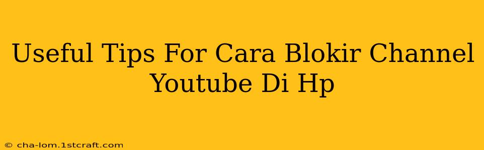 Useful Tips For Cara Blokir Channel Youtube Di Hp