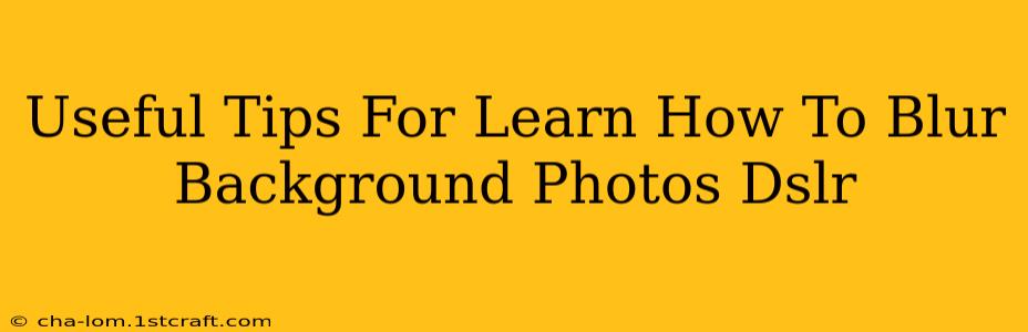 Useful Tips For Learn How To Blur Background Photos Dslr