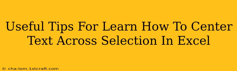 Useful Tips For Learn How To Center Text Across Selection In Excel