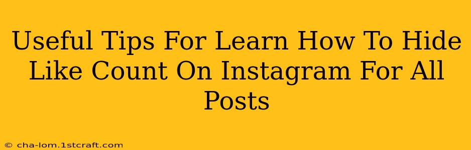 Useful Tips For Learn How To Hide Like Count On Instagram For All Posts