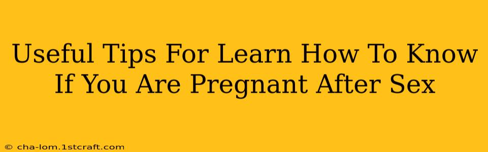 Useful Tips For Learn How To Know If You Are Pregnant After Sex