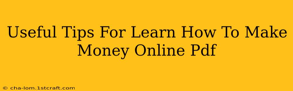 Useful Tips For Learn How To Make Money Online Pdf