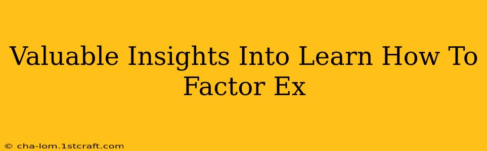 Valuable Insights Into Learn How To Factor Ex