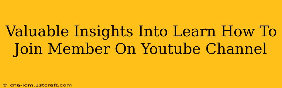 Valuable Insights Into Learn How To Join Member On Youtube Channel