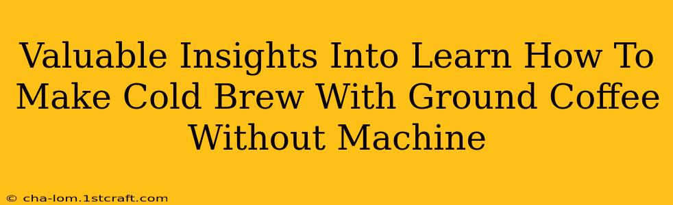 Valuable Insights Into Learn How To Make Cold Brew With Ground Coffee Without Machine